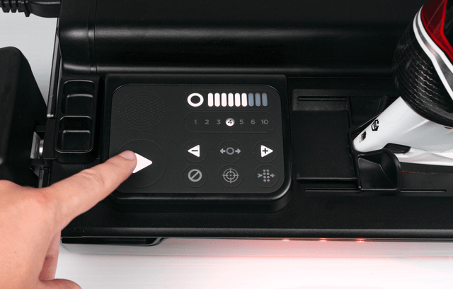 Image a finger pointing to the controls on the Sparx Sharpener 